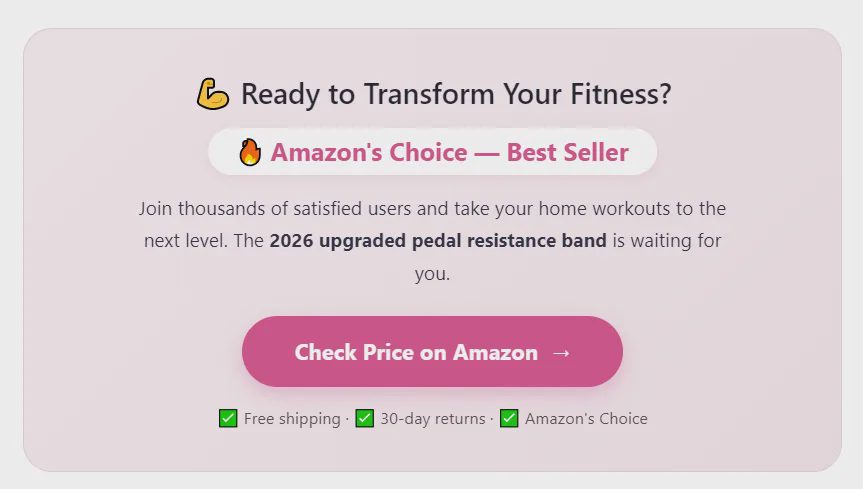 Ready to Transform Your Fitness Promo card with Amazon's Choice badge and button to check price on Amazon.