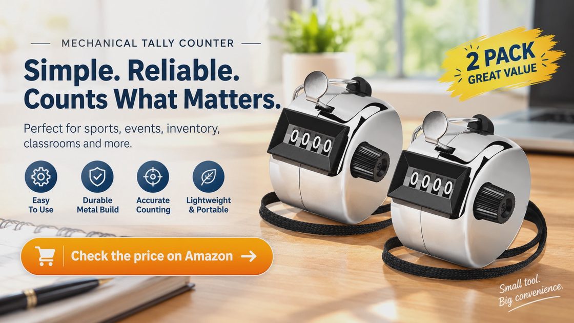 2-pack mechanical tally counter. Durable metal, accurate counting. Ideal for sports and inventory.