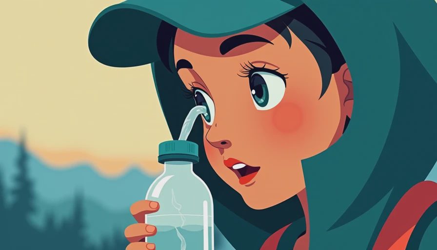 Visual context for how to filter water while camping