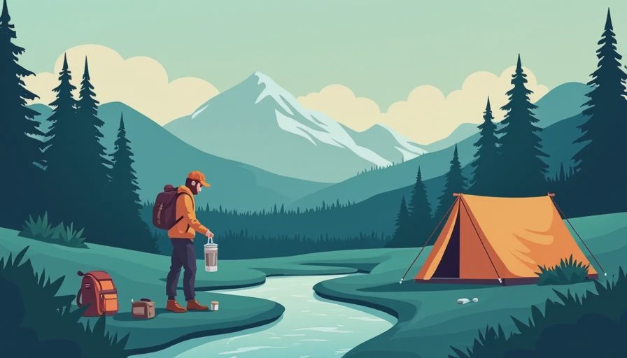 Illustration for how to filter water while camping